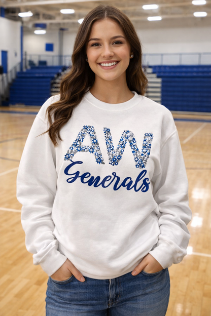 Floral Embroidered Crew Sweatshirt - FULLY CUSTOMIZABLE