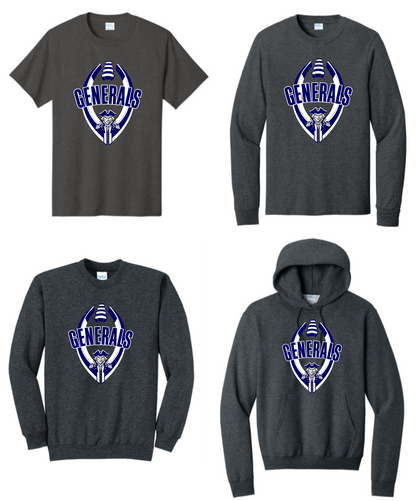 General Football Design on Dk Heather Grey AW