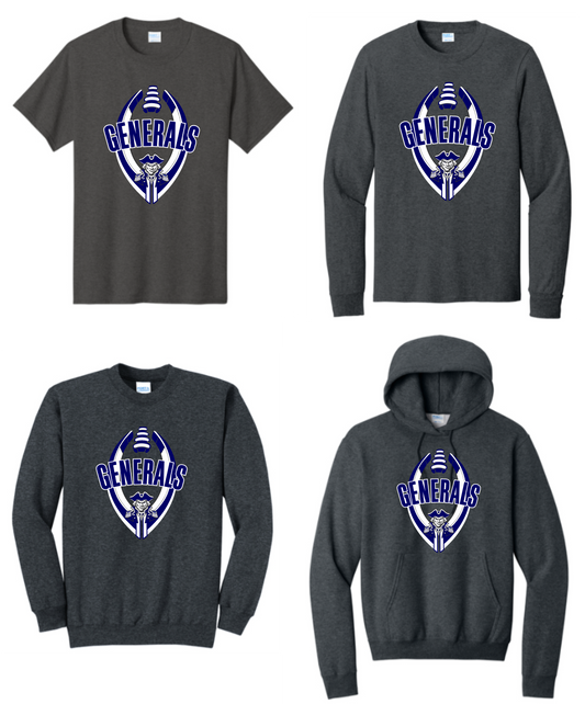 General Football Design on Dk Heather Grey AW