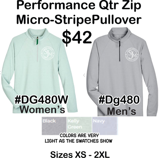 Performance Qtr Zip Micro-Stripe Pullover DG480W/DG480