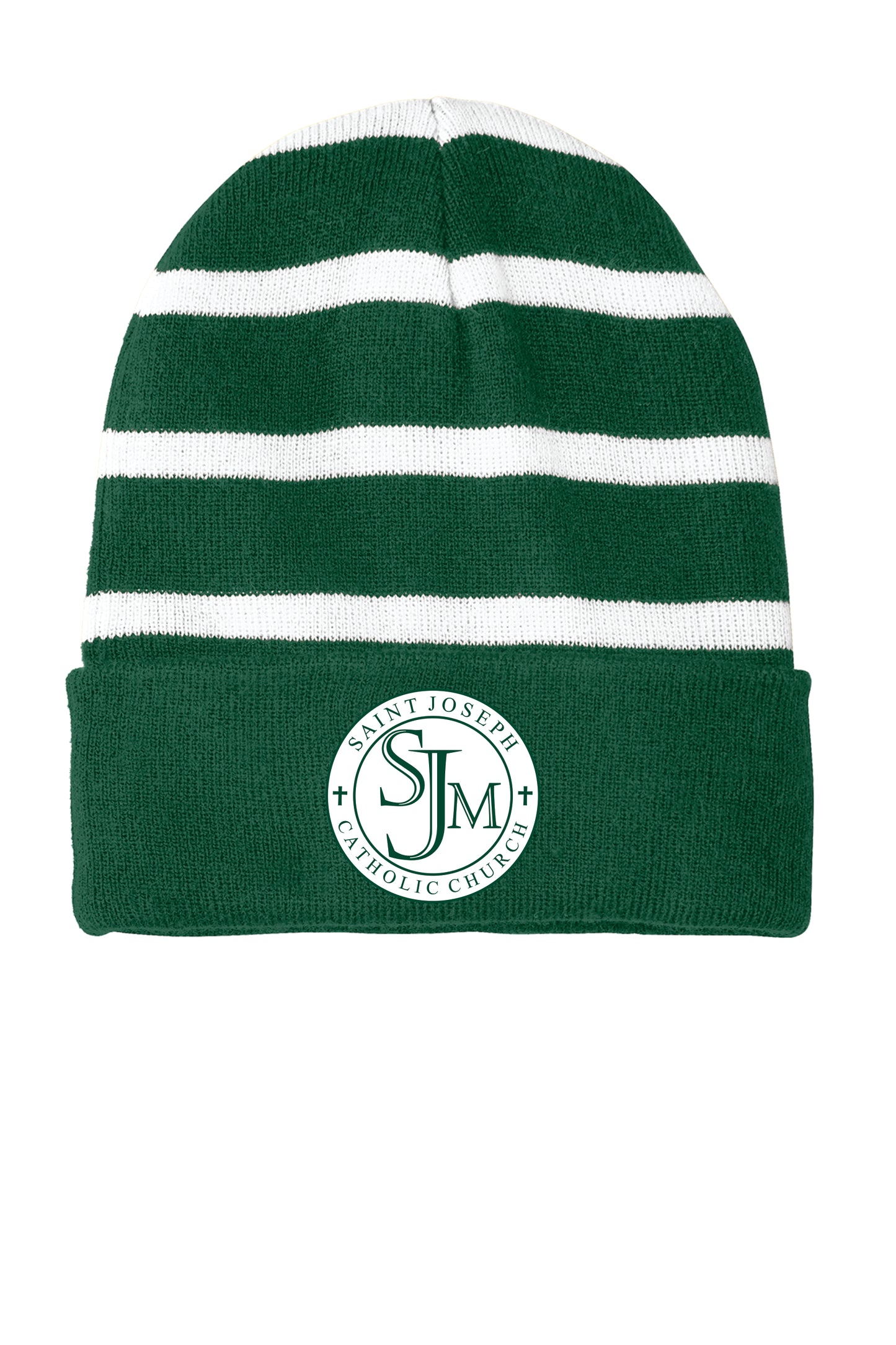 Striped Beanie with Embroidered Logo