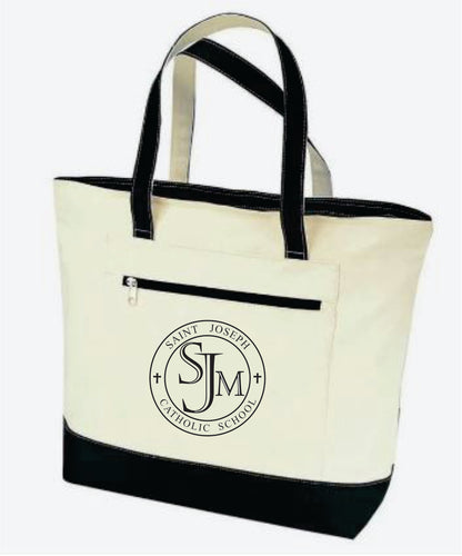 Two-Tone Zippered Tote Bag